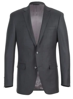 Half Canvas Wool Dress Suit Regular Fit 2 Piece in Gray
