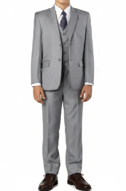 (8, 10H) Boy Suit 5 Piece Set Mid Gray