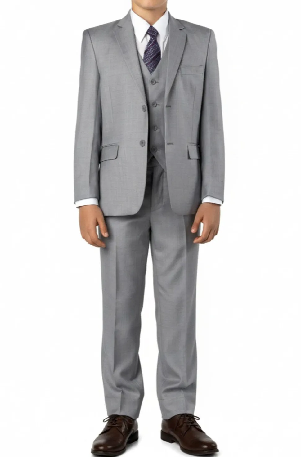 (8, 10H) Boy Suit 5 Piece Set Mid Gray