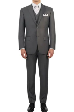 Heather Gray Regular Fit 3-Piece Suit