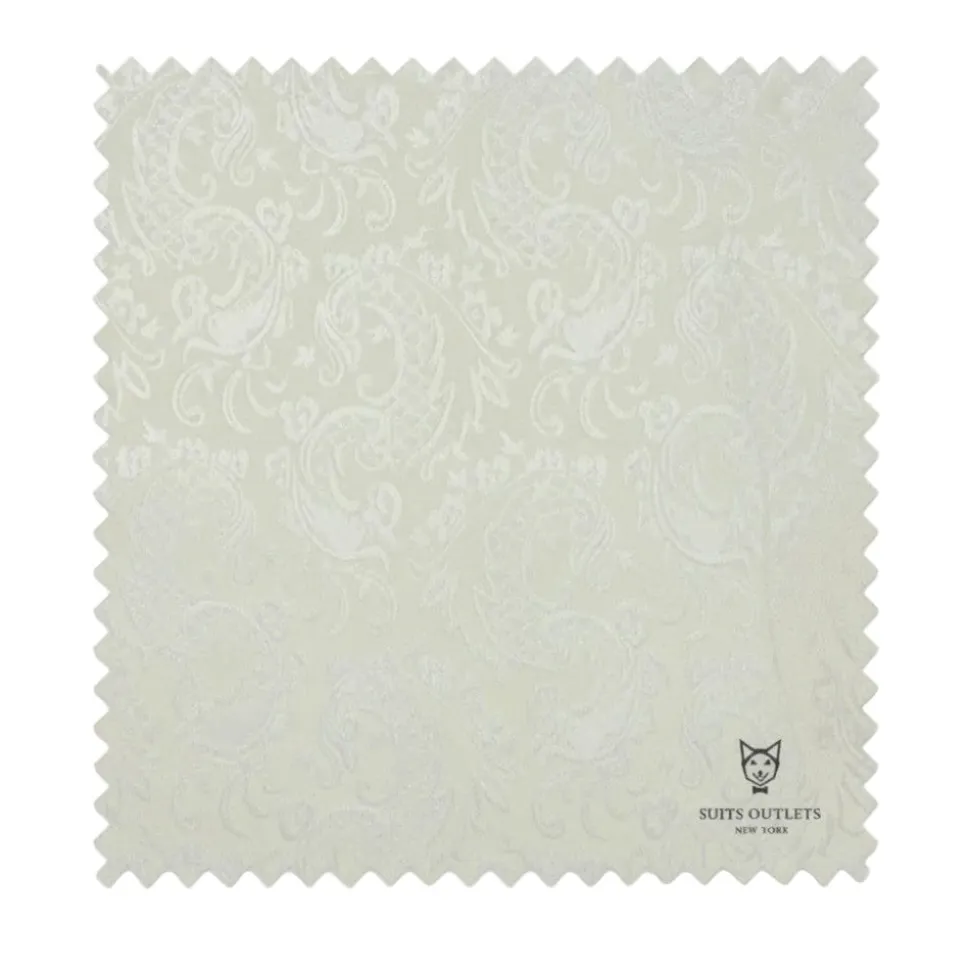 Ivory Tone on Tone Paisley Pattern Slim Fit Men's 2 Piece Suit