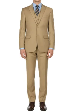 Khaki Regular Fit 3-Piece Suit