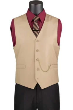 Khaki Slim Fit Vest Single Breasted 5 Button Design