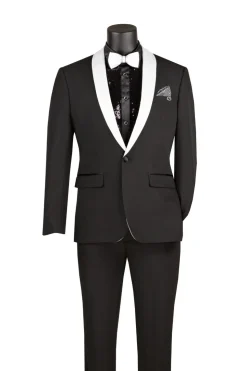 Kingsman Collection - Black Slim Fit Shawl Collar 2 Piece Tuxedo