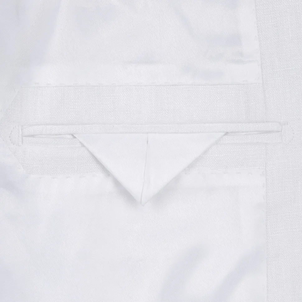 Linen Suit 2 Piece 2 Buttons Regular Fit In White