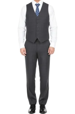(42L) 3 Piece Suit 2 Buttons Gray Glen Plaid Regular Fit