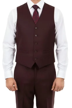 (42L, 42R) 3 Piece Modern Fit Suit - Burgundy