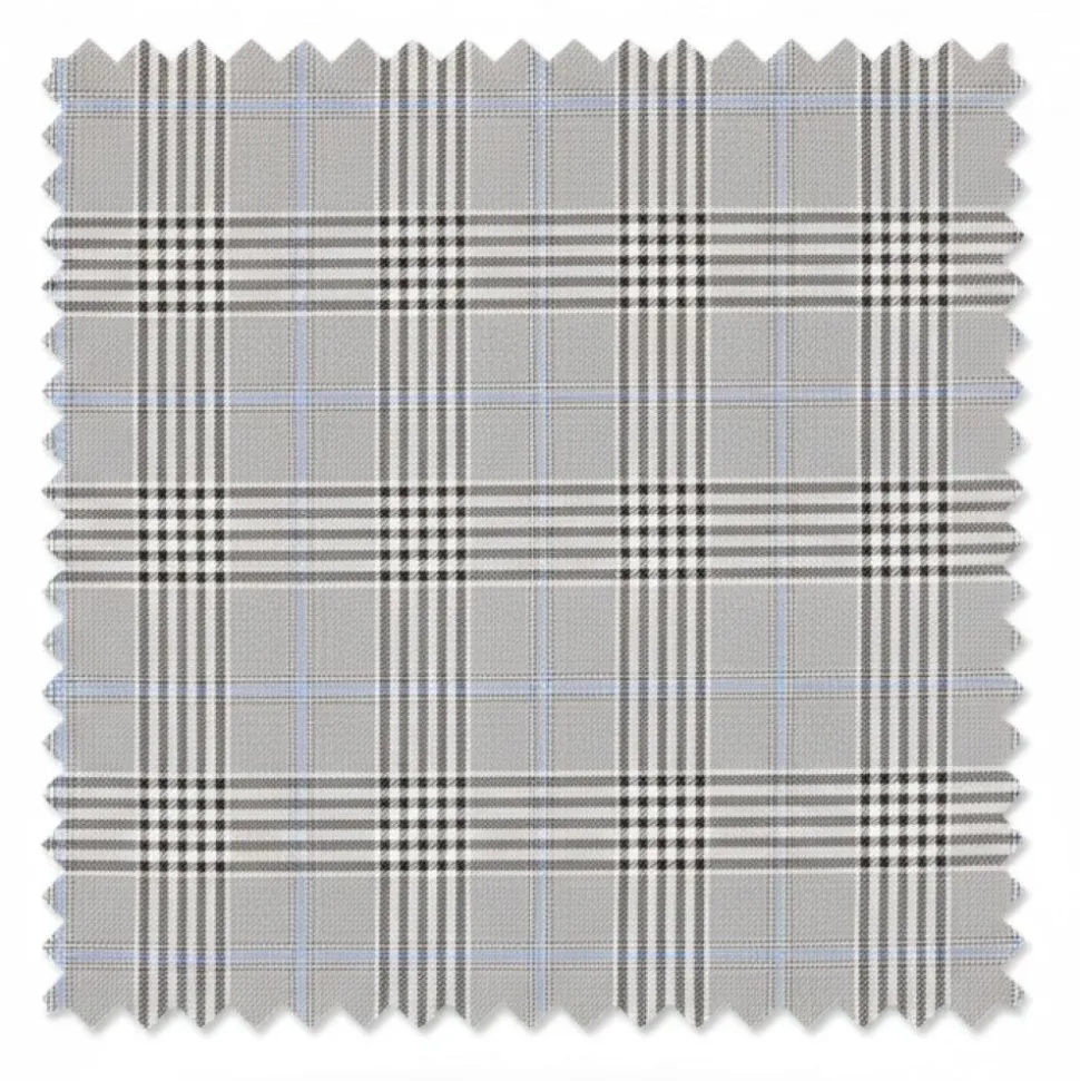 (42L, 48R) Slim Fit Gray 2 Piece Glen Plaid Suit