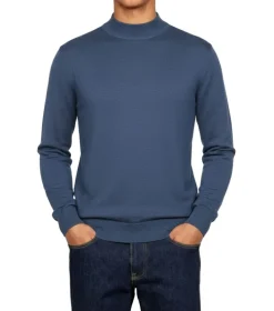 (L) Stacy Adams - Men’s Mock Knit Indigo Sweater