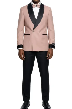Mauve Slim Fit 2-Piece Double Breasted Shawl Lapel Tuxedo