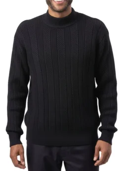 Men's Black Knit Crew Neck Sweater