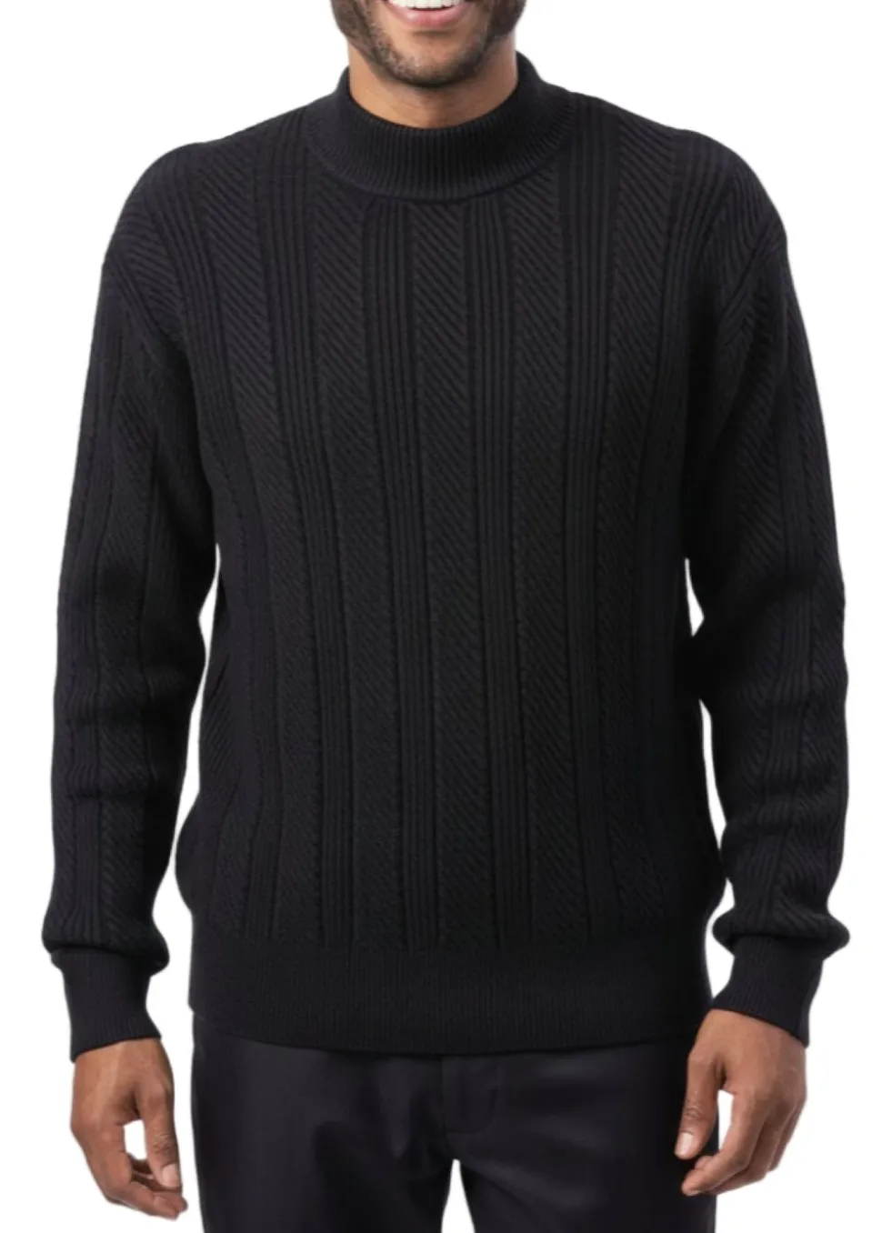 Men's Black Knit Crew Neck Sweater
