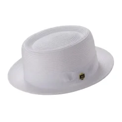 Men's Braided Hat Pork Pie Style in White