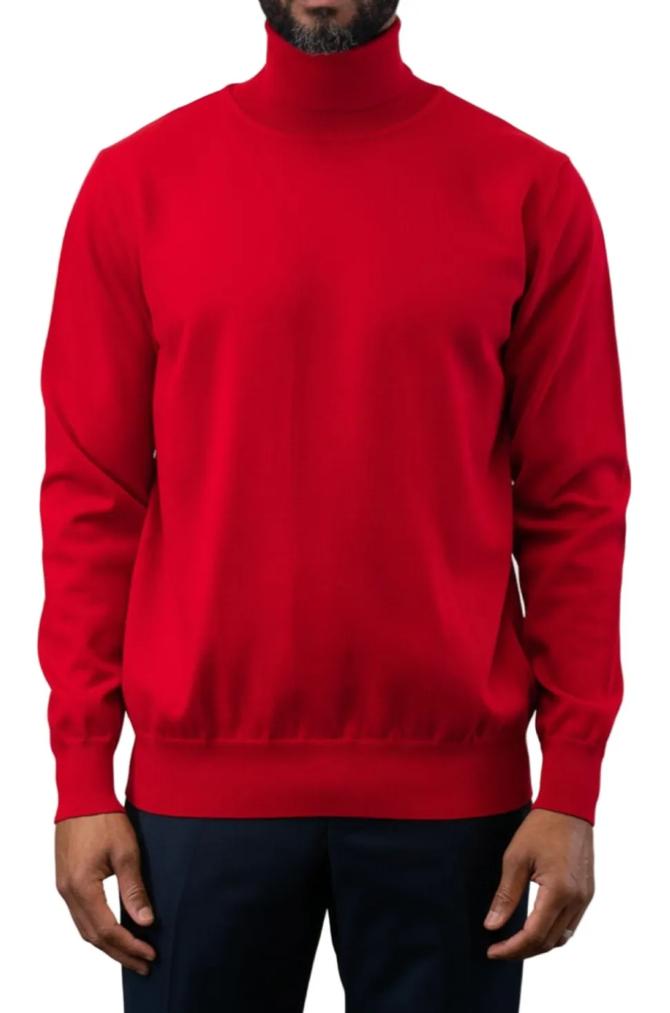Men's Fashion Turtleneck Sweater in Red