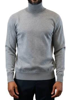 Men's Fashion Turtleneck Sweater in Silver Gray