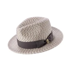 Men’s Gray Woven Textured Patterned Braided Fedora Hat