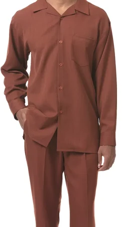 Men's 2 Piece Long Sleeve Walking Suit in Cognac