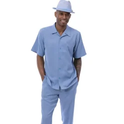 Men's 2 Piece Short Sleeve Carolina Blue Walking Suit