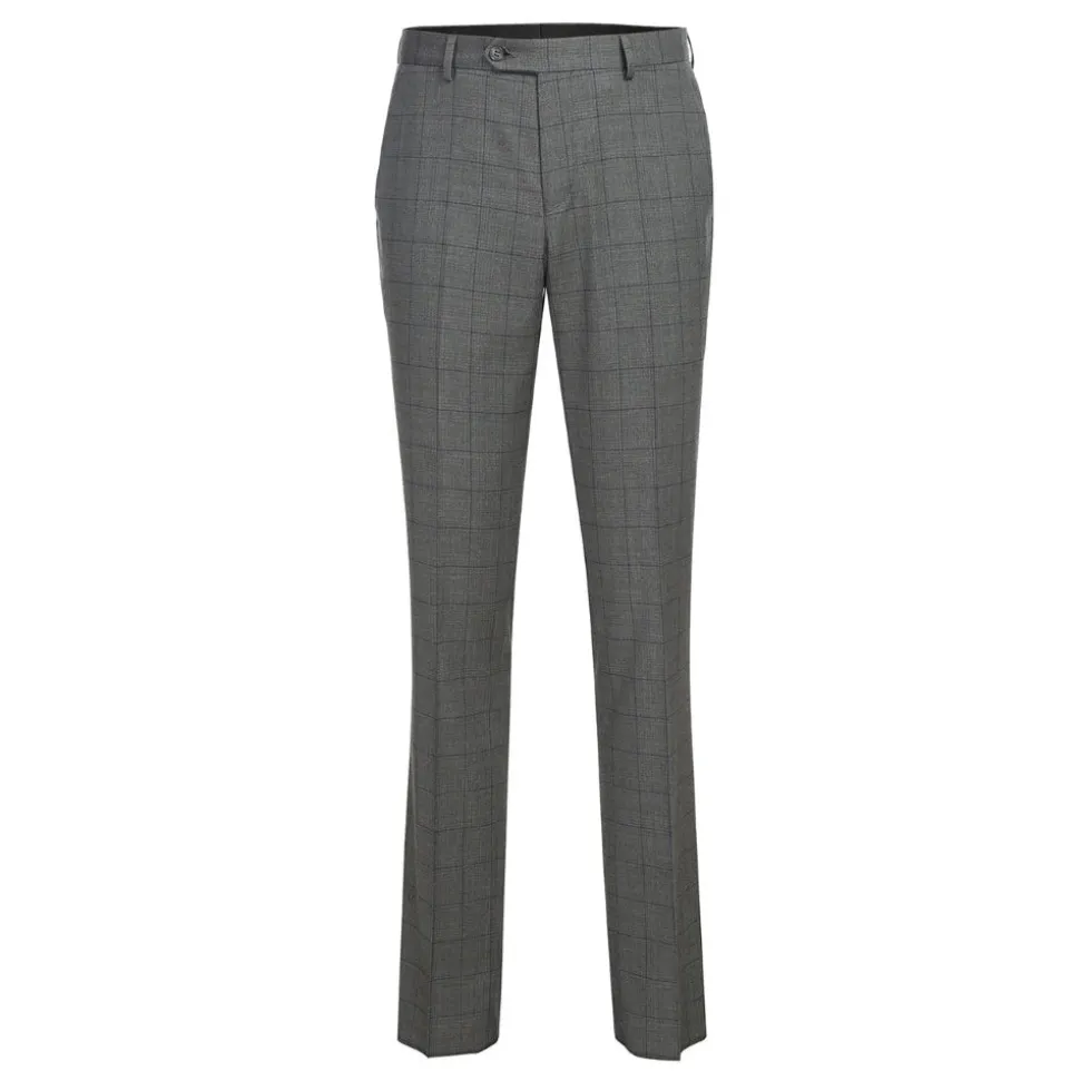 Men's 2 Piece Slim Fit Gray Check Double Breasted Suit