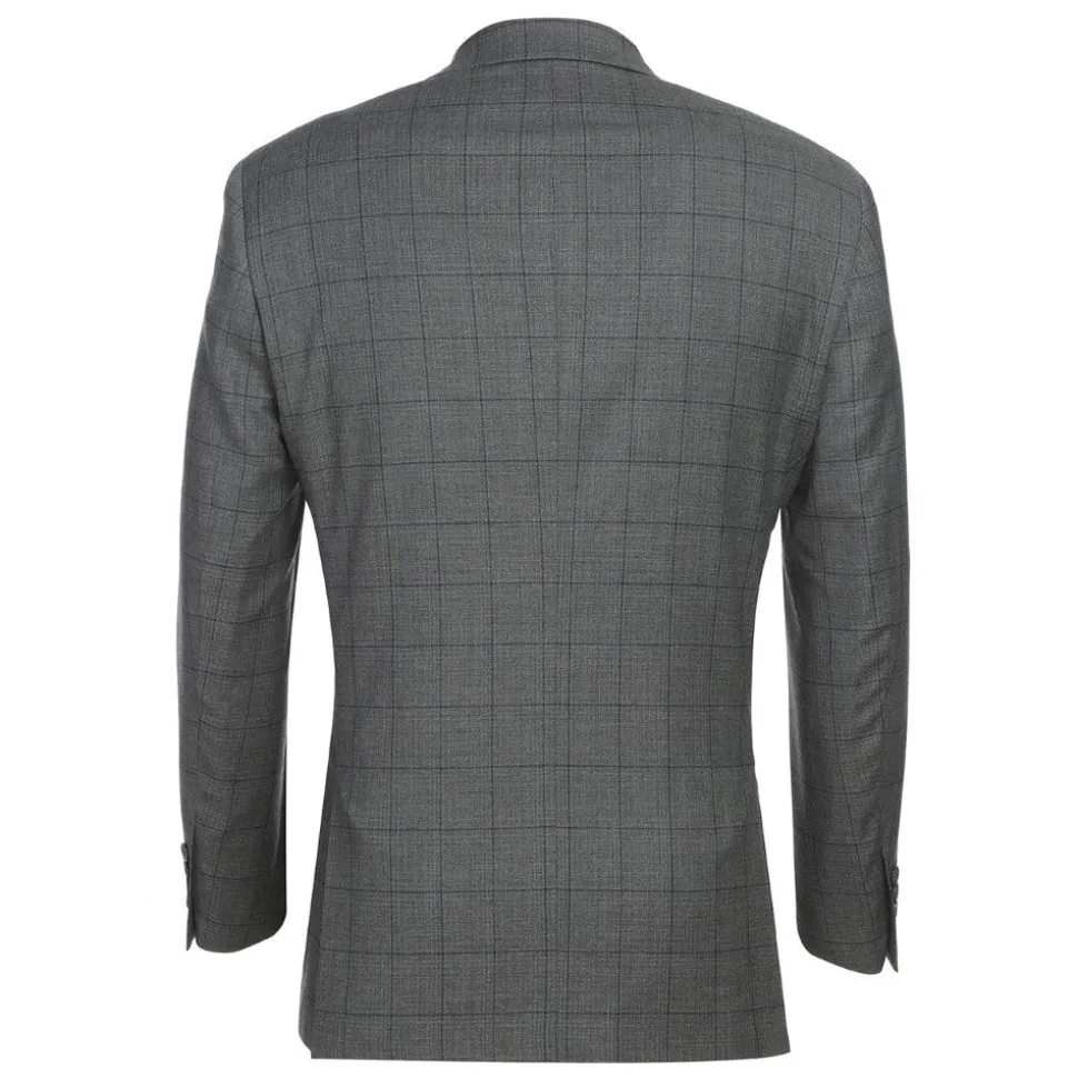 Men's 2 Piece Slim Fit Gray Check Double Breasted Suit