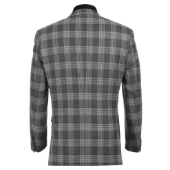 Men's Slim Fit Gray Wool Blazer with Bib