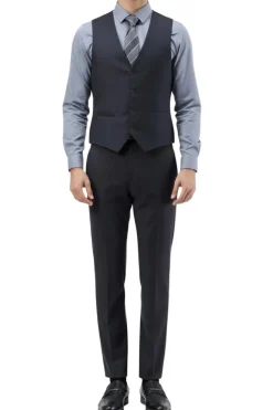 Men's Slim Fit Solid Charcoal 3 Piece Suit