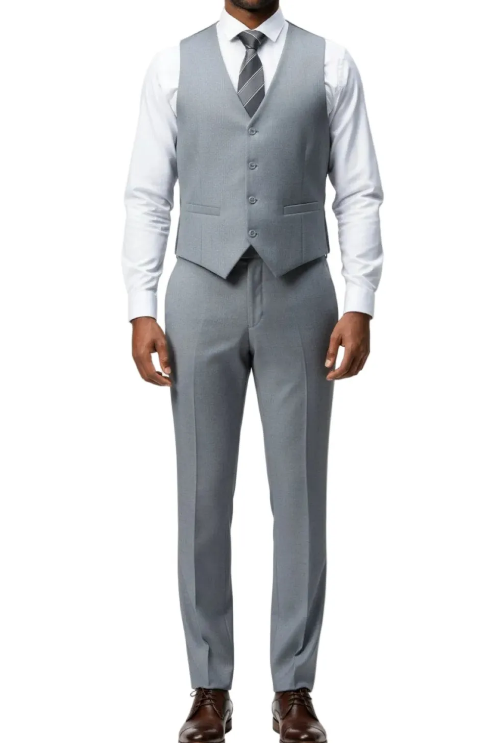 Men's Slim Fit Solid Medium Gray 3 Piece Suit