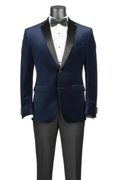 Men's Slim Fit Velvet Tuxedo 2 Piece in Navy