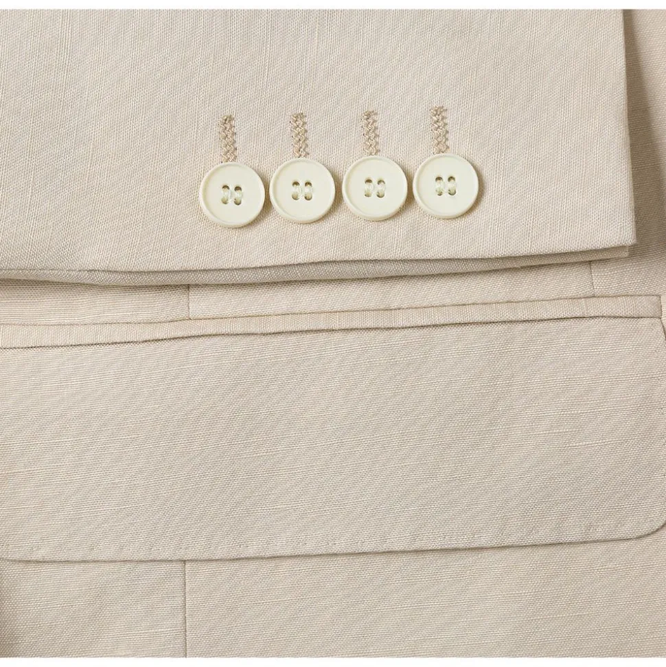Men's Tan 2-Piece Slim Fit Linen Suit