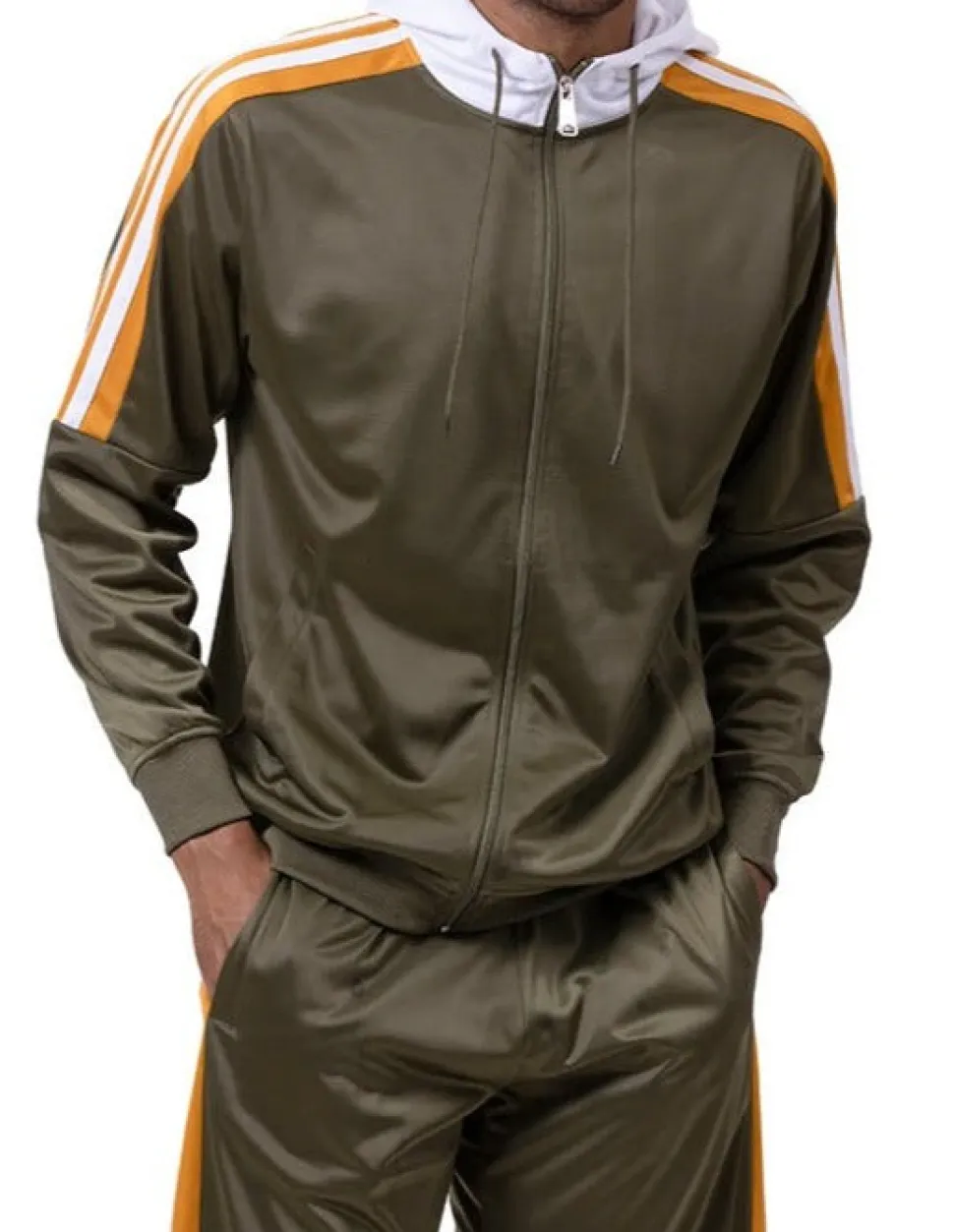 Men's Track Suit with Hood in Olive