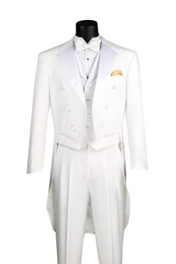 Men's Tuxedo Regular Fit Collection With Tails 3 Piece In White