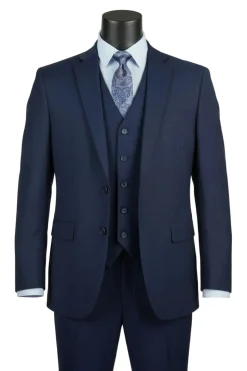Morgan Collection - Regular Fit 3 Piece Suit 2 Button Navy