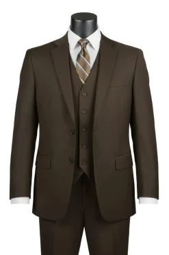 Morgan Collection - Regular Fit 3 Piece Suit 2 Button Brown