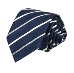 Navy Diagonal Striped Textured Tie