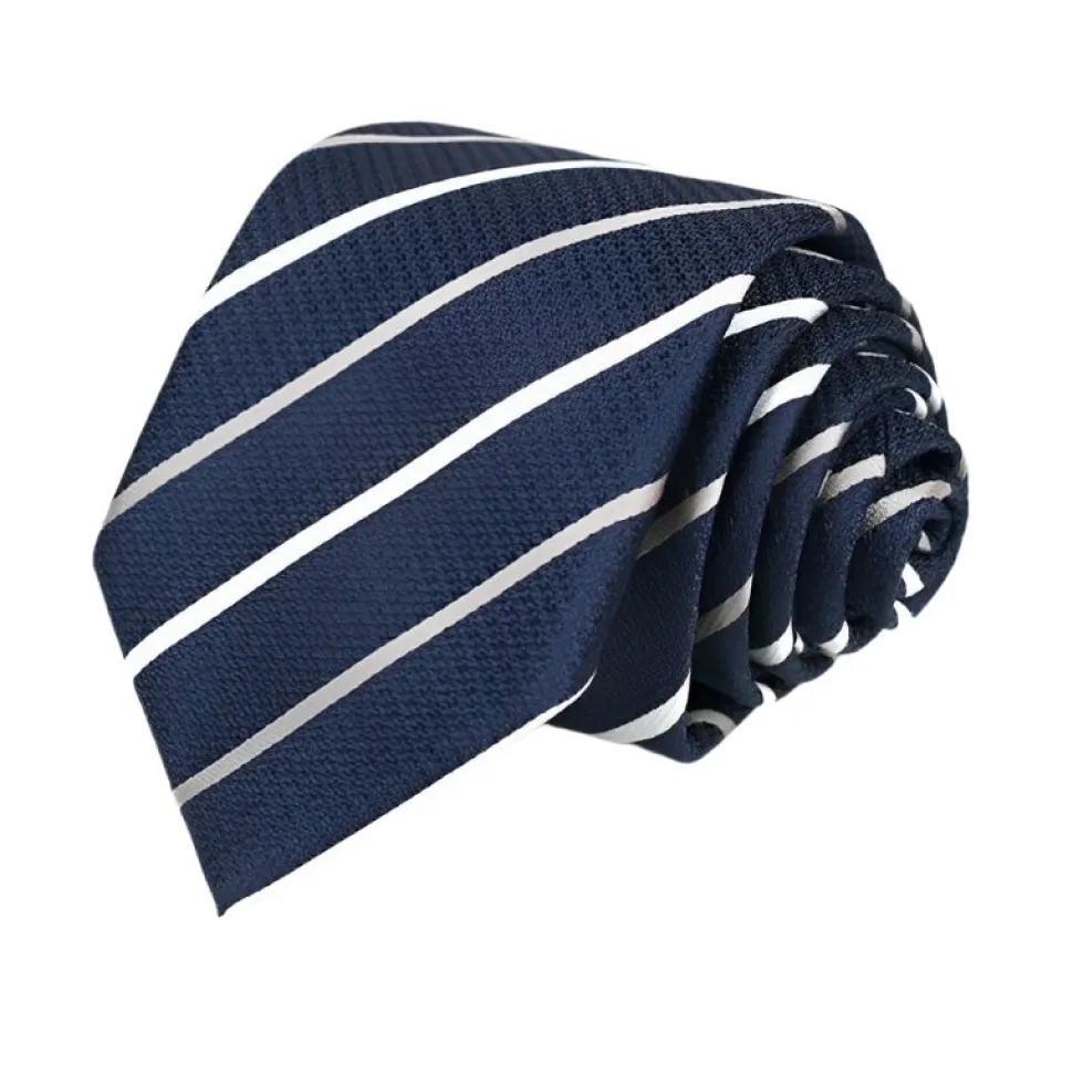 Navy Diagonal Striped Textured Tie