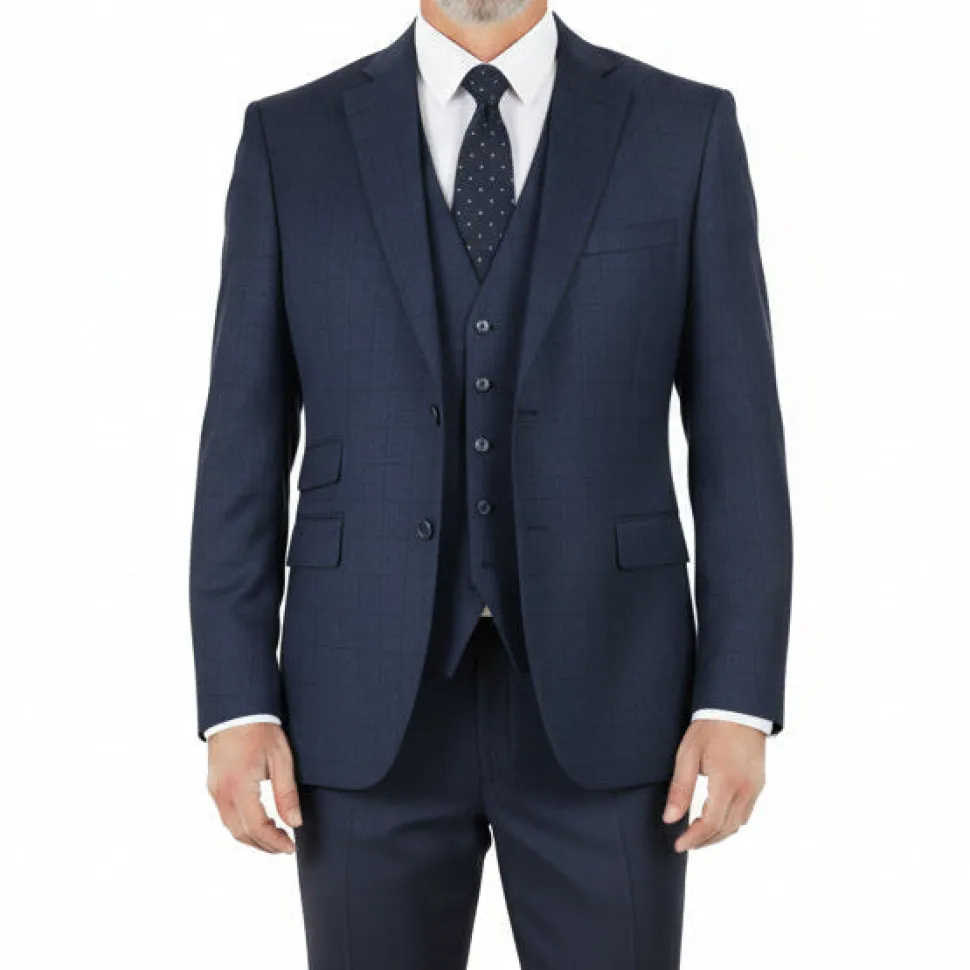 Navy Glen Plaid 3 Piece Regular Fit Suit