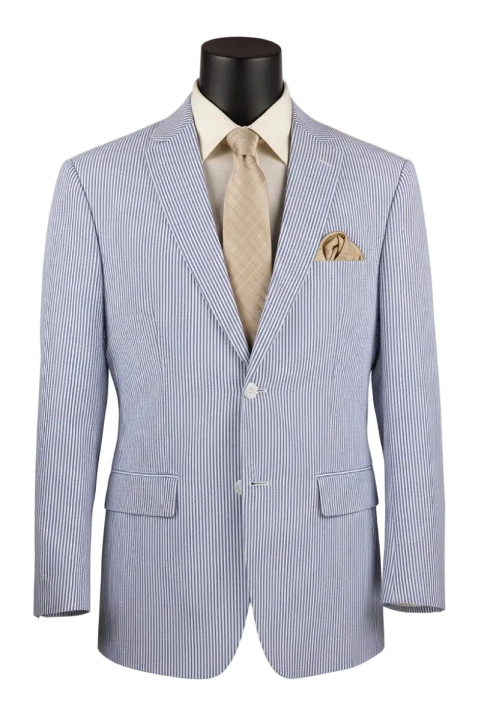 Navy Modern Fit Seersucker Suit With Adjustable Waistband Pants