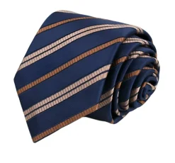 Navy Tie with Diagonal Brown Stripe