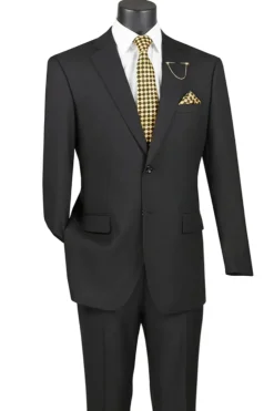 Nola Collection - Black Regular Fit 2 Piece Suit With Adjustable Waistband Pants
