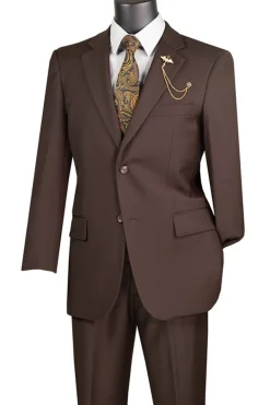 Nola Collection - Brown Regular Fit 2 Piece Suit With Adjustable Waistband Pants