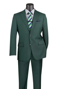 Nola Collection - Hunter Green Regular Fit 2 Piece Suit With Adjustable Waistband Pants
