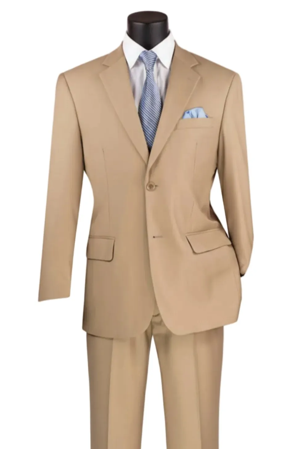 Nola Collection - Light Beige Regular Fit 2 Piece Suit With Adjustable Waistband Pants