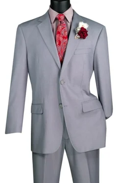 Nola Collection - Light Gray Regular Fit 2 Piece Suit With Adjustable Waistband Pants