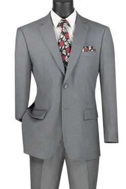 Nola Collection - Medium Gray Regular Fit 2 Piece Suit With Adjustable Waistband Pants