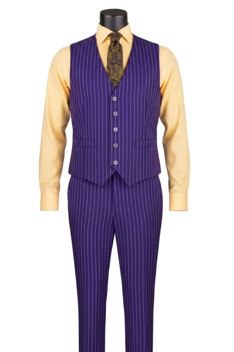 Odyssey Collection - Purple Regular Fit Bold Stripes 3-Piece Suit