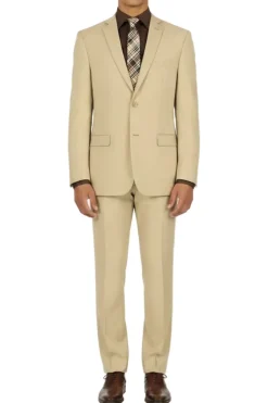(42R) Beige Slim Fit Men's 2 Piece Business Suit 2 Button