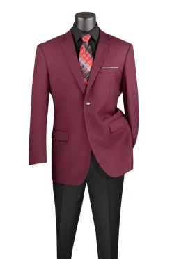 Regular Fit Blazer 2 Button in Burgundy