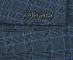 Regular Fit 2 Piece Dress Suit Windowpane in Blue