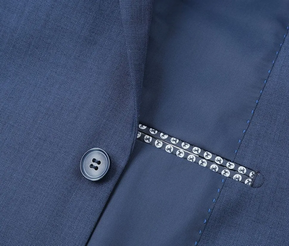 Regular Fit 2 Piece Notch Lapel 2 Button Suit In Blue