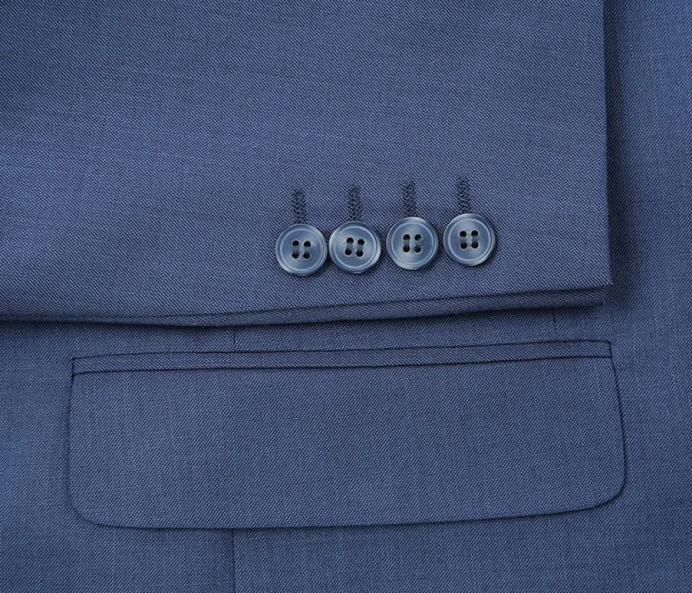 Regular Fit 2 Piece Notch Lapel 2 Button Suit In Blue